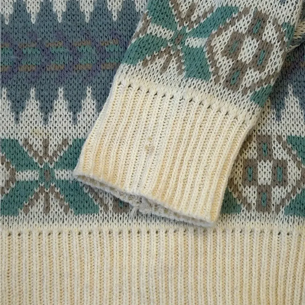 Vintage St. John’s Bay Nordic Fair Isle Sweater Men’s Small Blue Cream